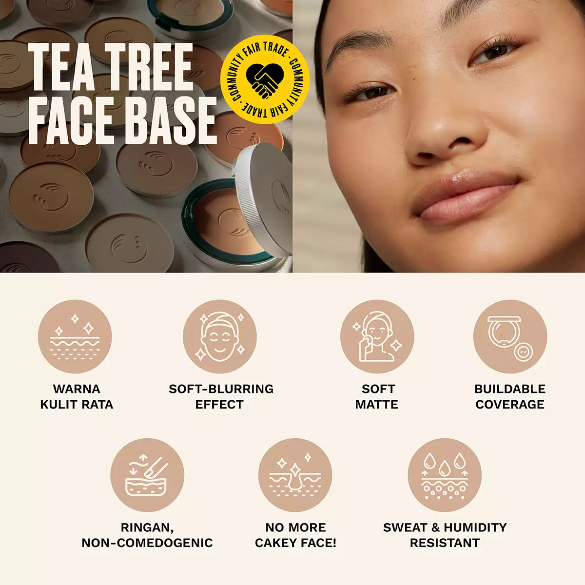 Jual The Body Shop Tea Tree Face Base Medium 2W 9gr (Refill) Original 2024 ZALORA Indonesia