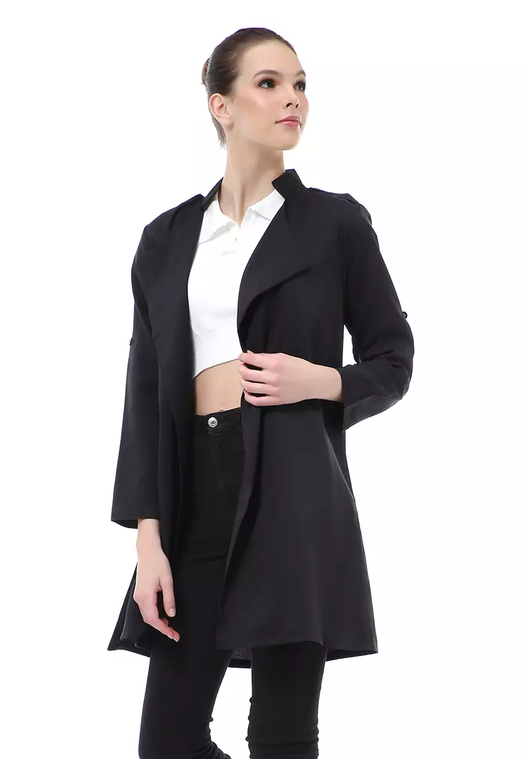 Myra Outerwear Wanita Blazer Lengan Panjang Plain Motive Material Cotton ORIGINAL - Black