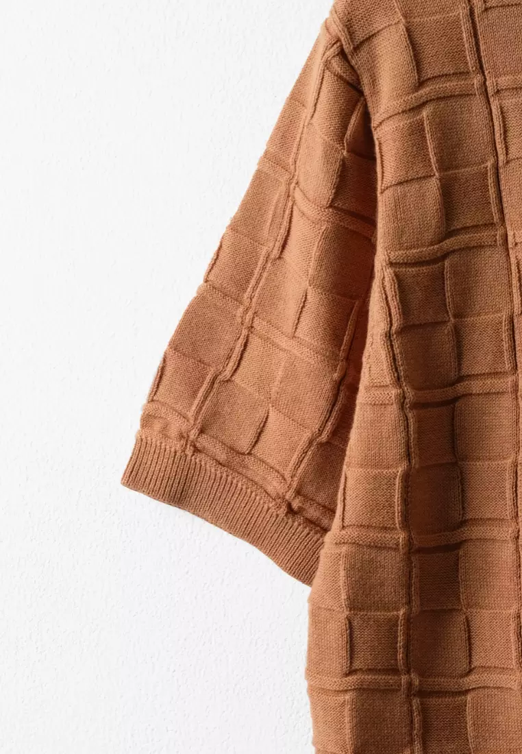 Kale Scott Brown / Kaos Rajut Premium Pria Lengan Pendek Motif