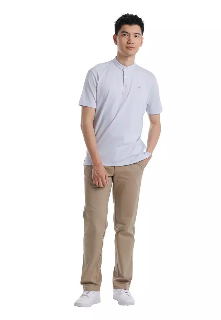 Byford Mandarin Polo Shirt Short Sleeve - 3626001A-30LightBlue