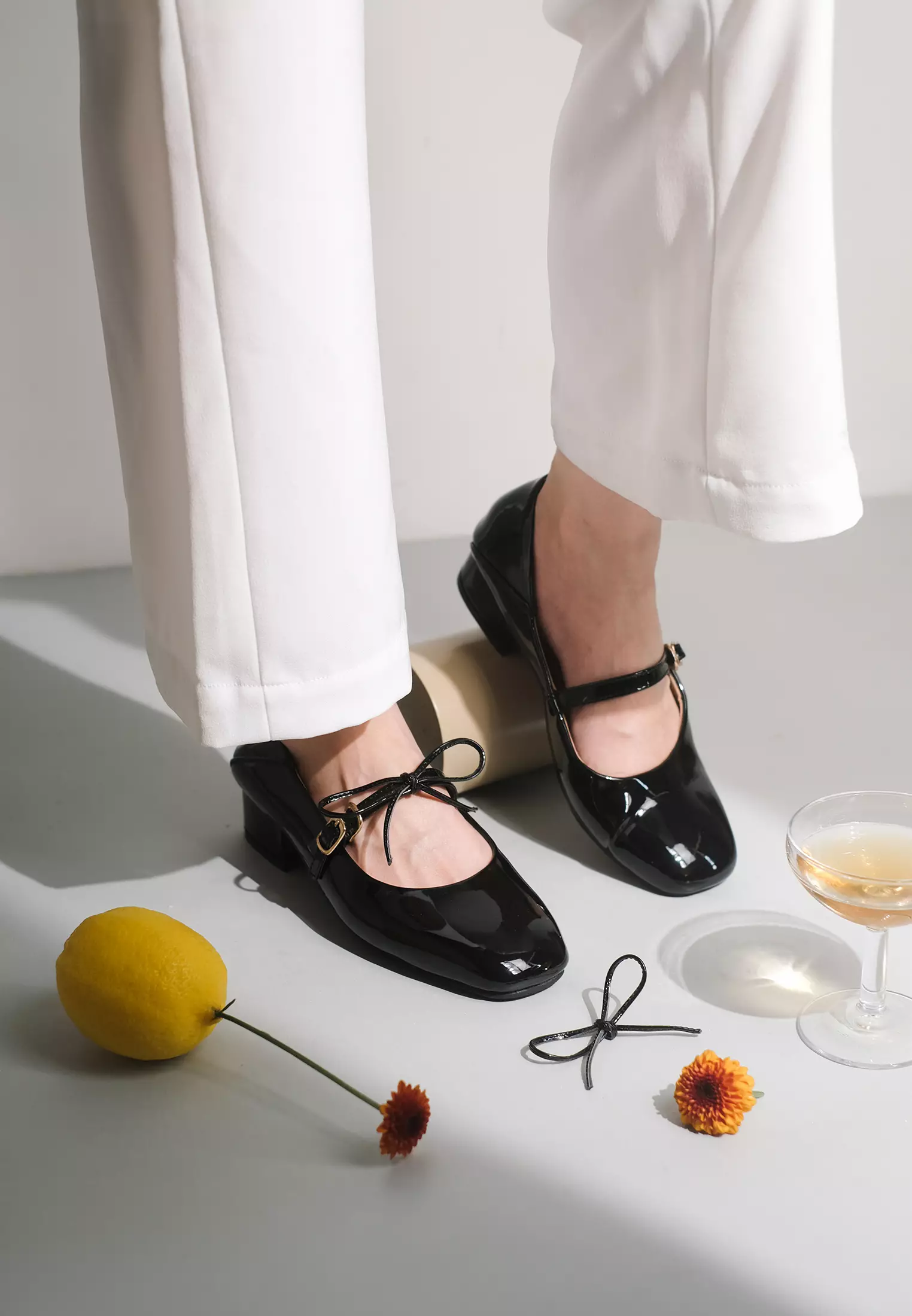 Amelia Women Mary Jane Pump Court Shoes with Bow Foldable Back