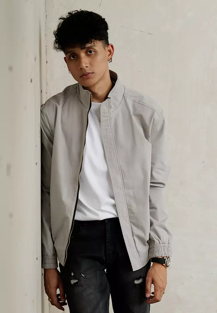 Jacket Premium Zipper Stretch Twill Light Grey Oxcon