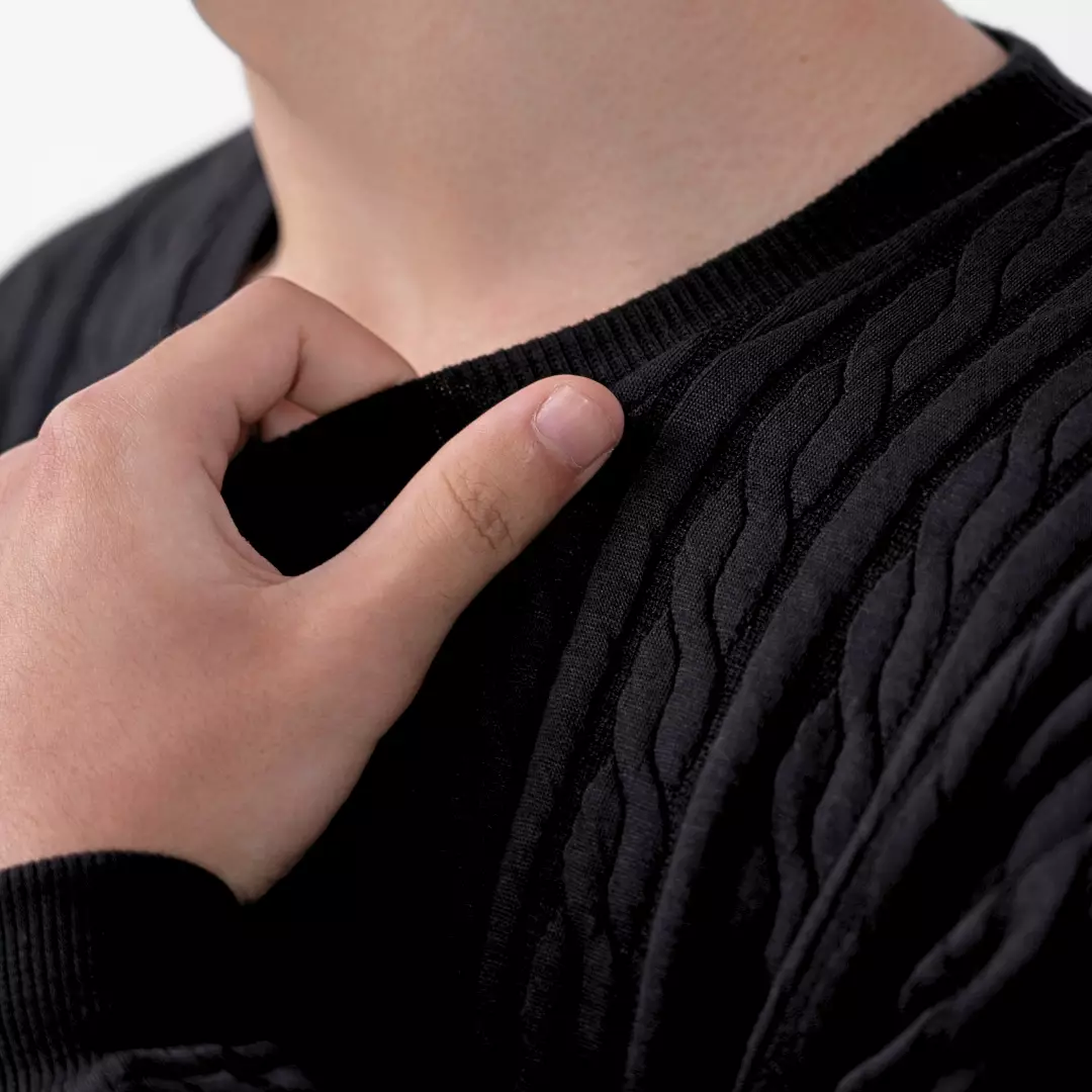 Ryusei Sweater YURA Knit Black – Sweater Knit dengan Tekstur Unik