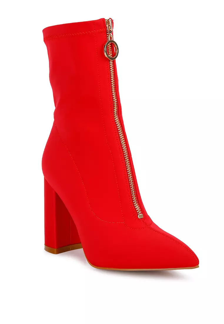 Red block heel deals sock boots