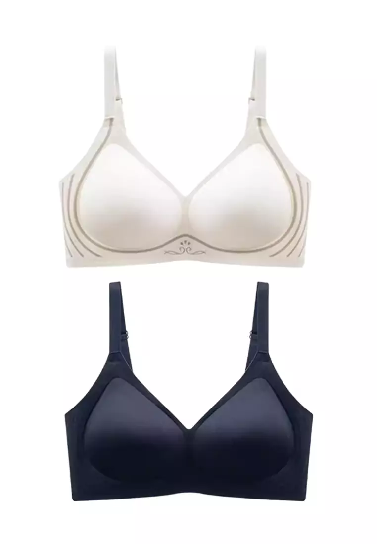 2-pack cotton push-up bras - Black/White - Ladies