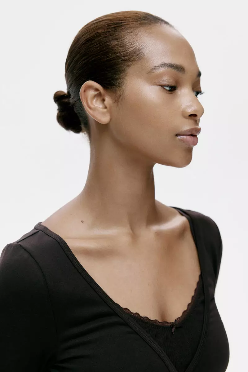 Brushed jersey wrap top