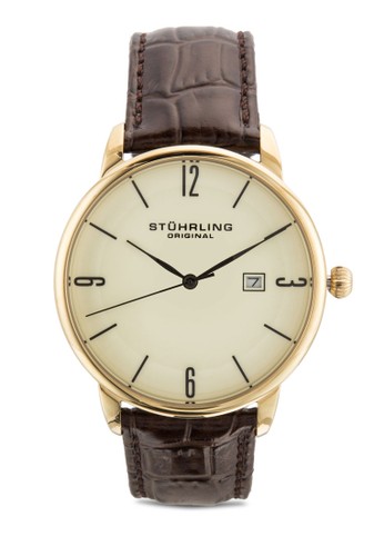 Stuhrling Origiesprit 寢具nal 997L.03 Ascot 日期皮革手錶, 錶類, 飾品配件