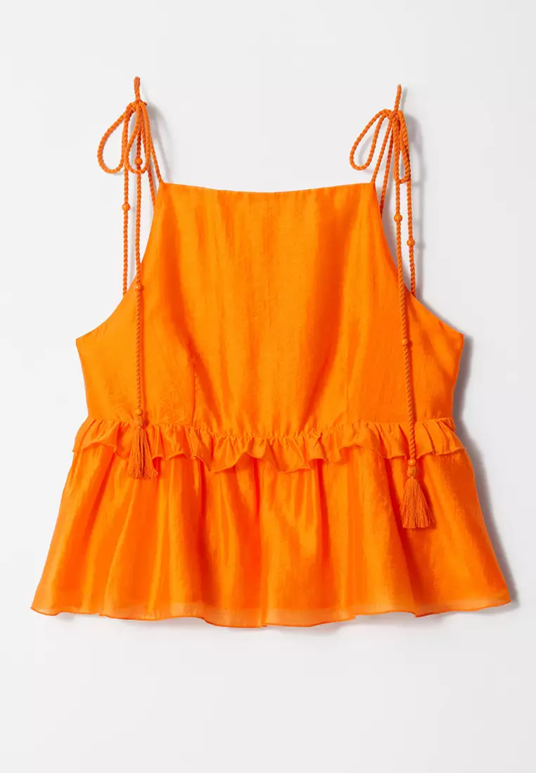 Peplum-Frill Strap Top