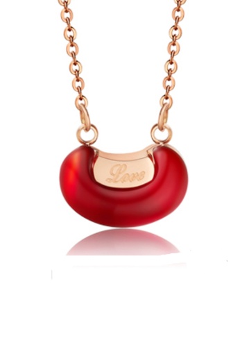 CELOVIS red and gold CELOVIS - Love Pea Red Bean in Rose Gold Pendant Necklace 2DFFBACF5BDA9FGS_1