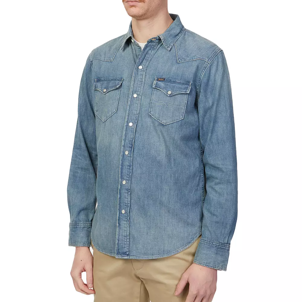 Icon Western Long Sleeves Shirt Washed Denim