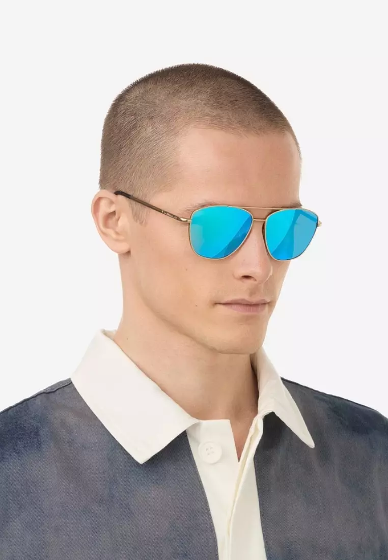 HAWKERS Gold Clear Blue LAX Sunglasses for Men and Women. UV400 Protection. Official Product Designed in Spain