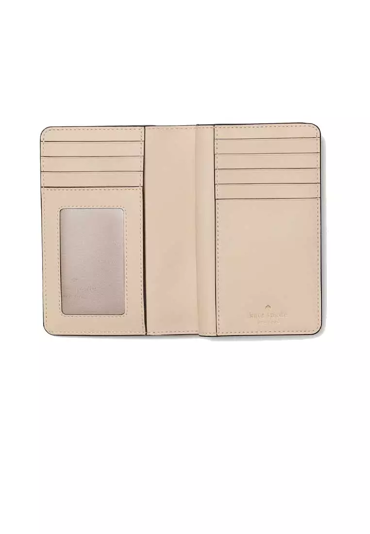 Spade Flower Medium Compact Bifold Wallet Dark Beige KN756