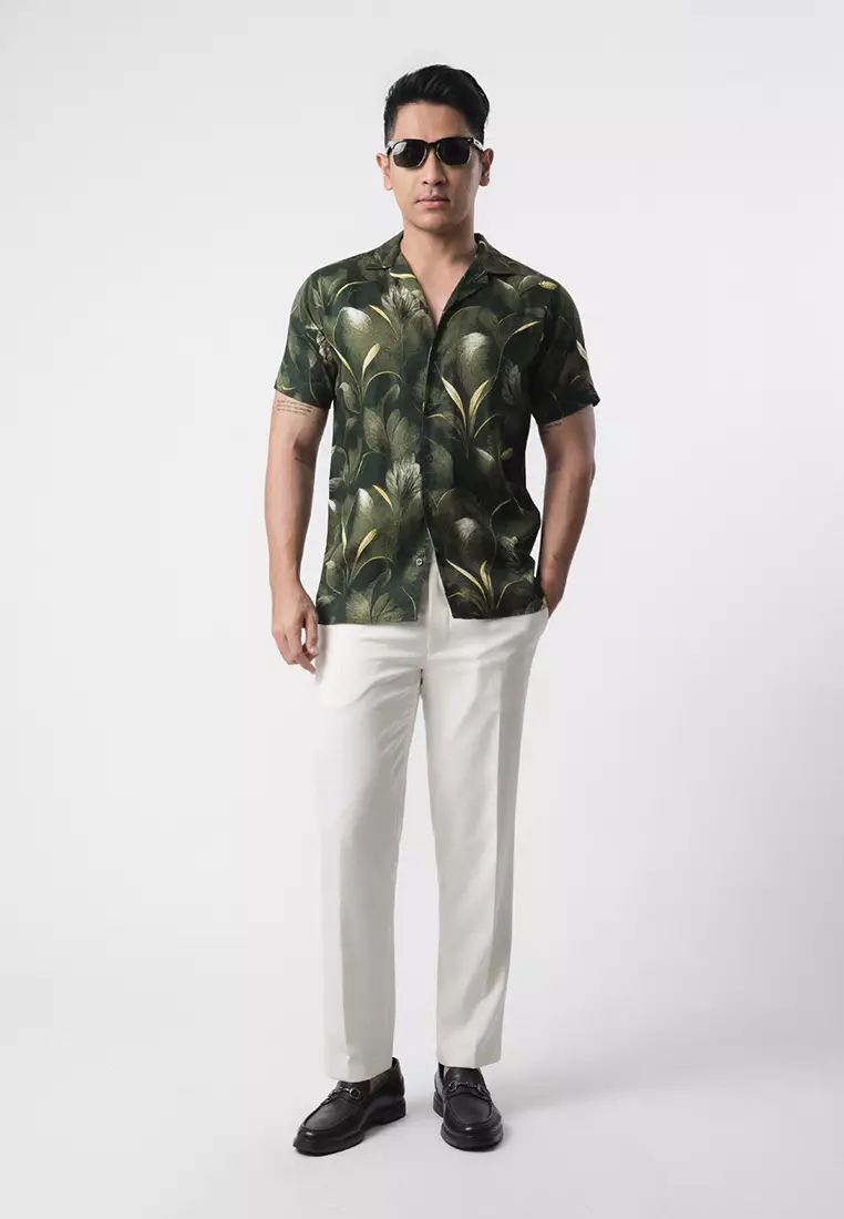 Green Magnolia Hawai Printing Shirt