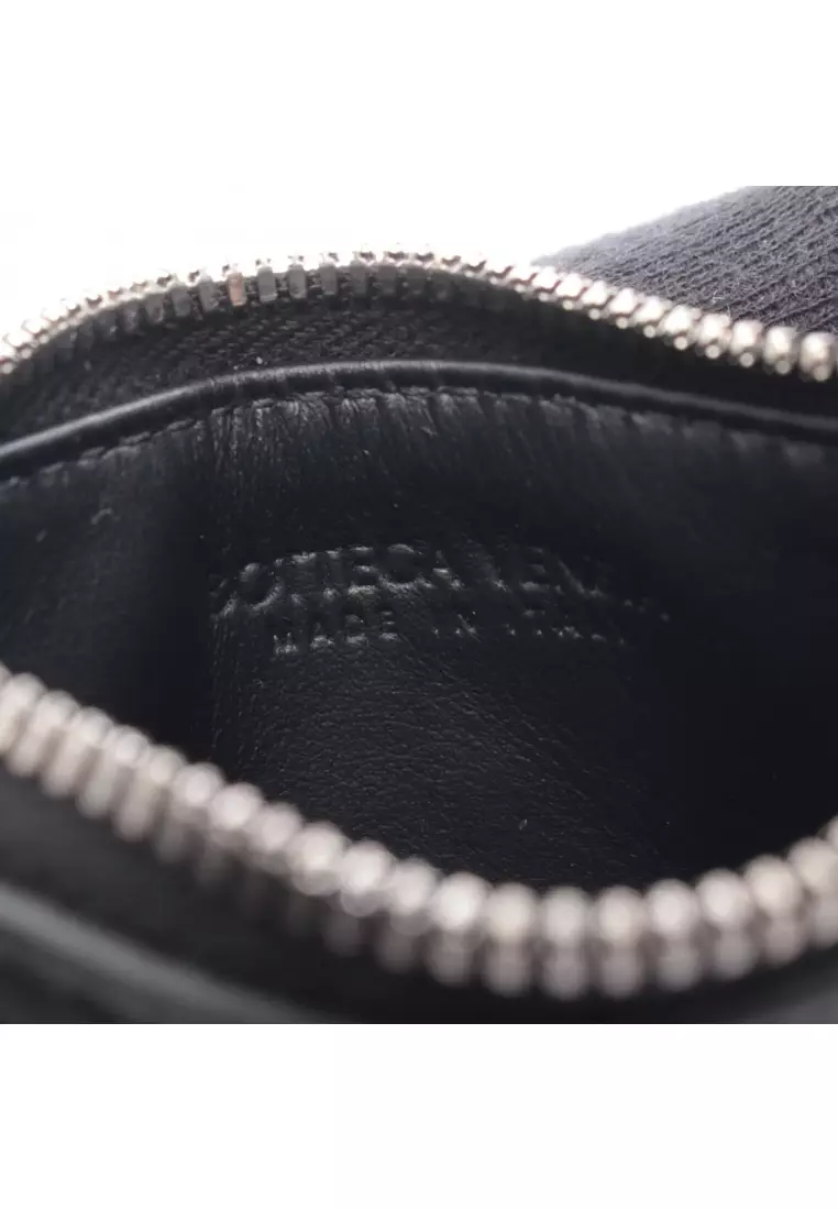 Pre-Loved BOTTEGA VENETA Intrecciato coin purse leather black