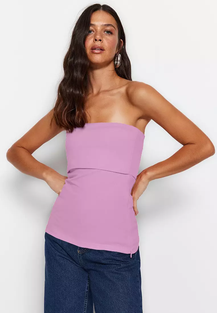 Side Zip Strapless Top