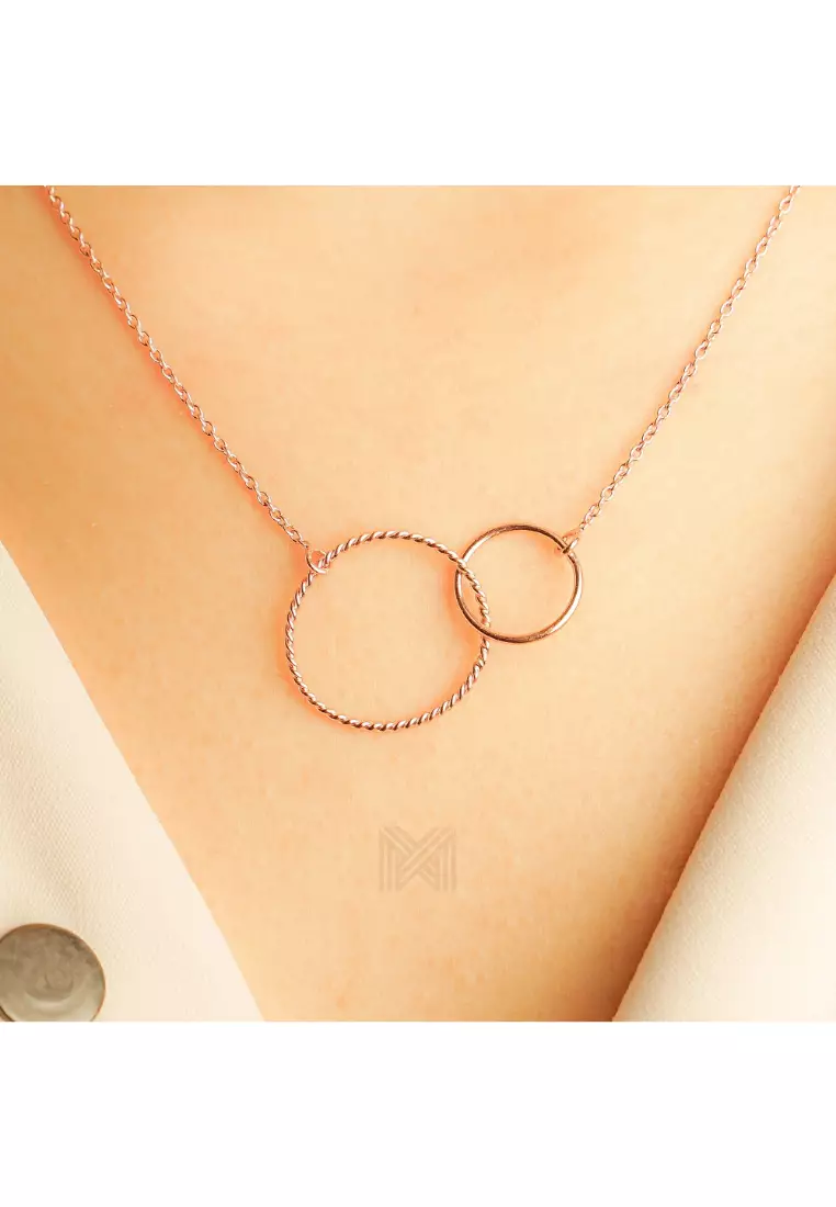 Minimal Double Karma Rose Gold Necklace with 925 Sterling Silver