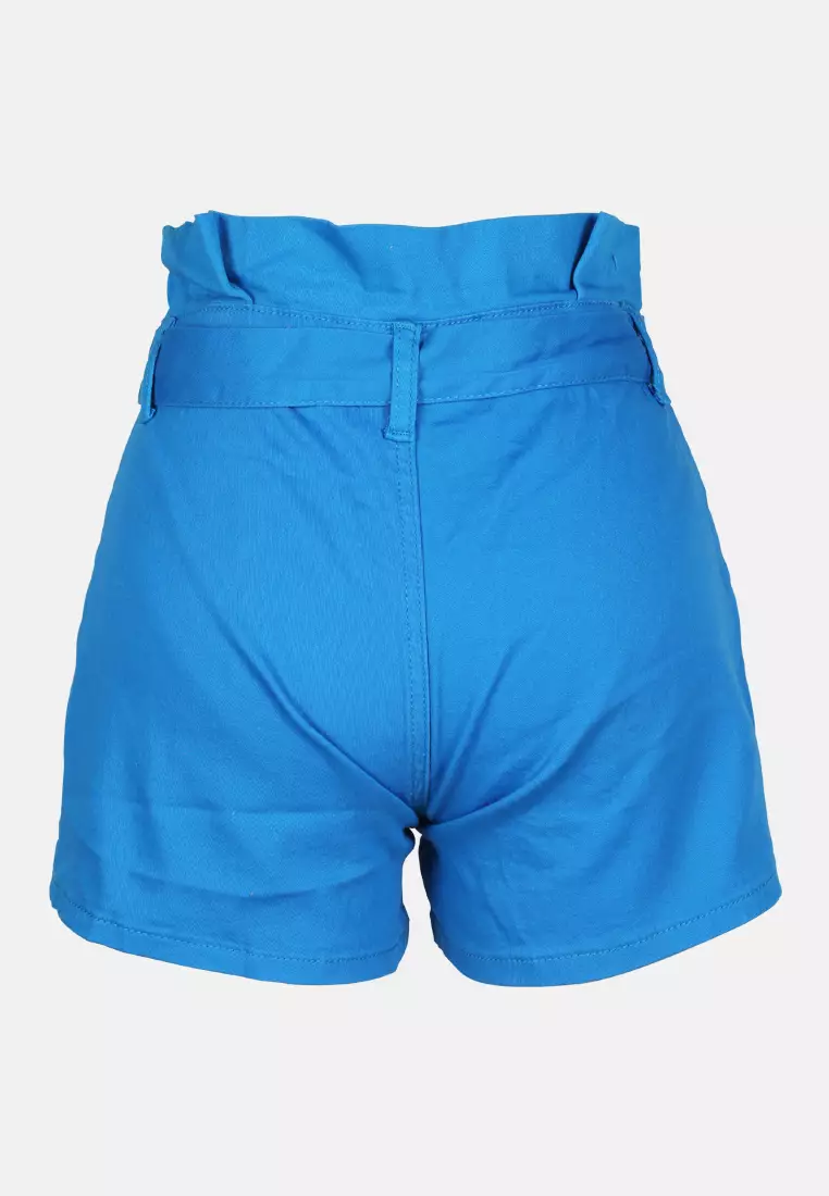 Royal blue paper bag shorts hotsell