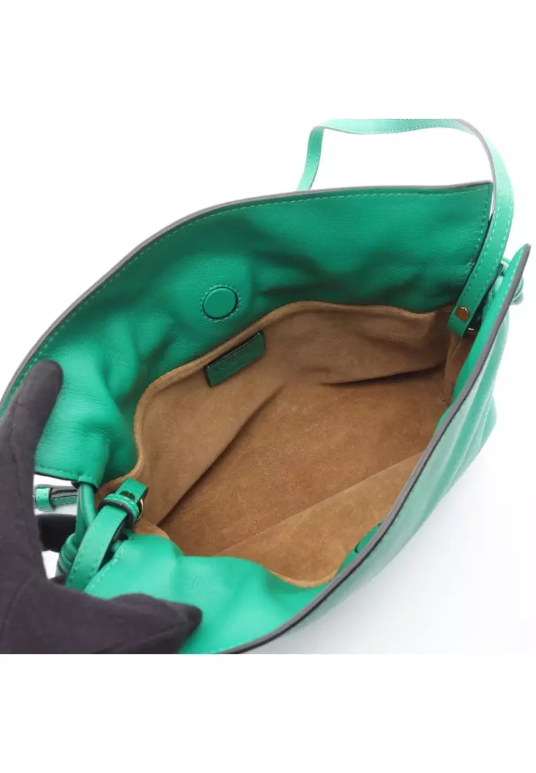 Pre-Loved LOEWE flamenco clutch mini Shoulder bag leather green