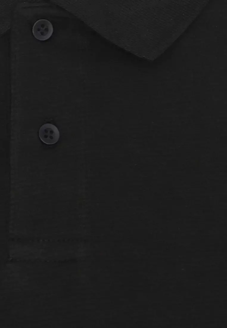 Men's Plain Poloshirt Special Fabric - Black