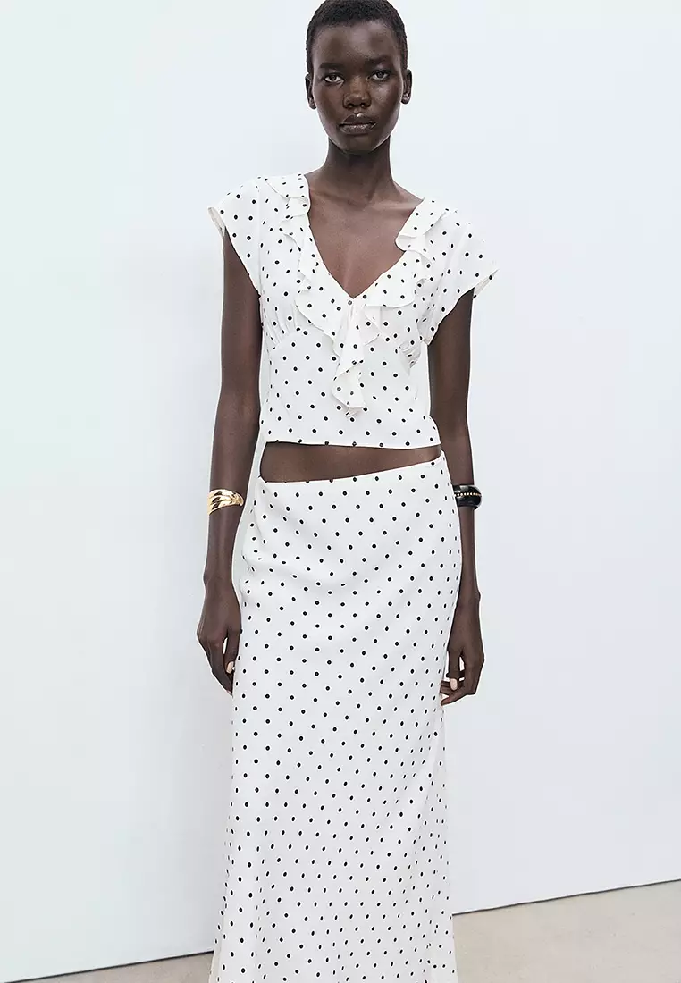 Polka-Dot Blouse With Ruffles