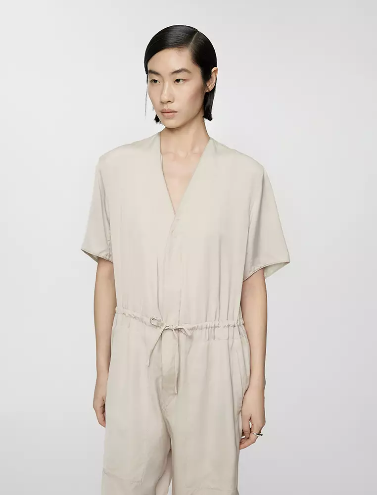 V-Neck Short Sleeve Jumpsuit