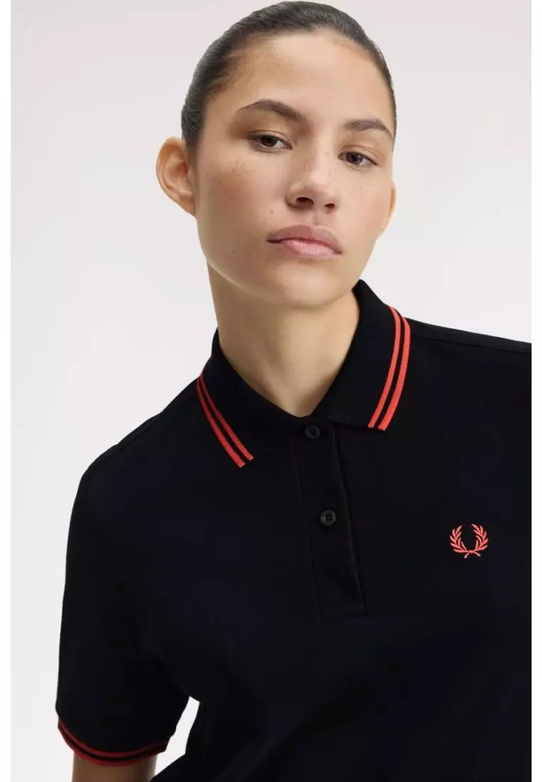 Fred Perry G3600 Twin Tipped Fred Perry Shirt (Black / Flamingo Tan)