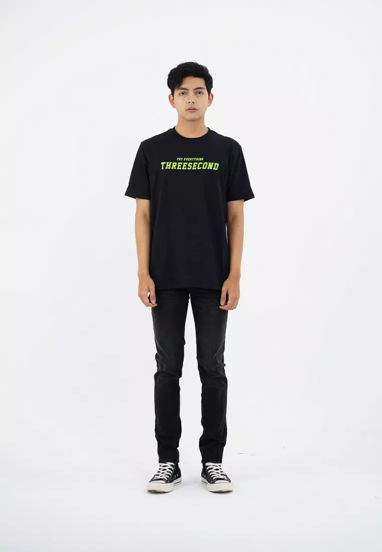 3Second Men's T-Shirt Short Sleeve Regular Fit Cotton Logo Script Barley OL-C630125