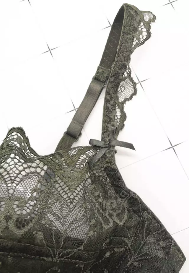 Lace Ultra-Thin See-Through Underwire Bra with Panty Set CA123109GR