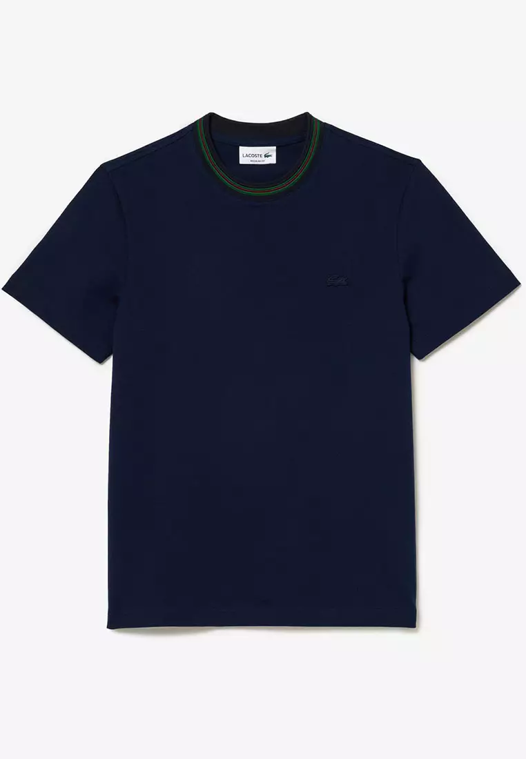Buy Lacoste Stretch T-shirt with Striped Piqué Collar Online | ZALORA ...