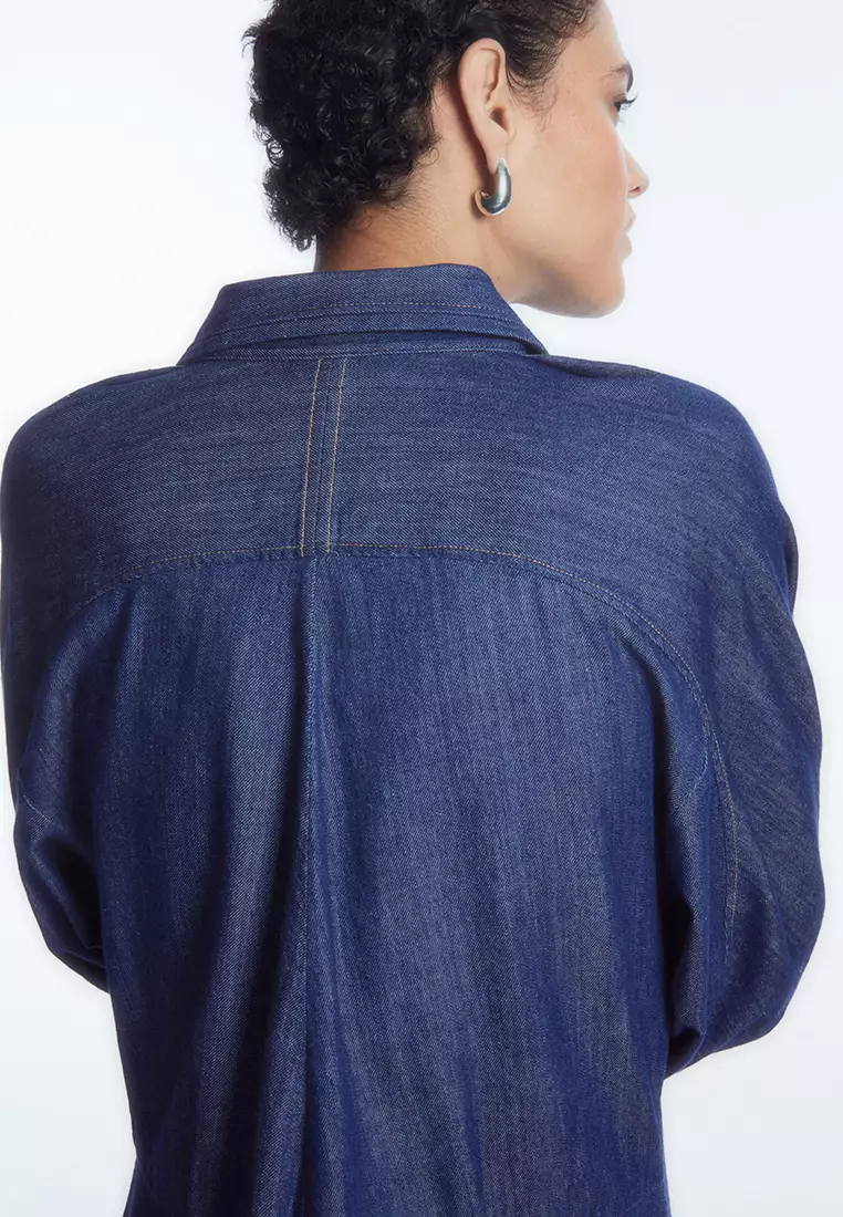 Buy COS Rounded Denim Shirt Dress Online | ZALORA Malaysia