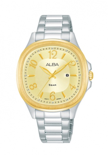 ALBA PHILIPPINES silver and gold Light Champagne Patterned Dial Fashion AH7X52 Women's Quartz Watch 34mm D177FAC29754BDGS_1