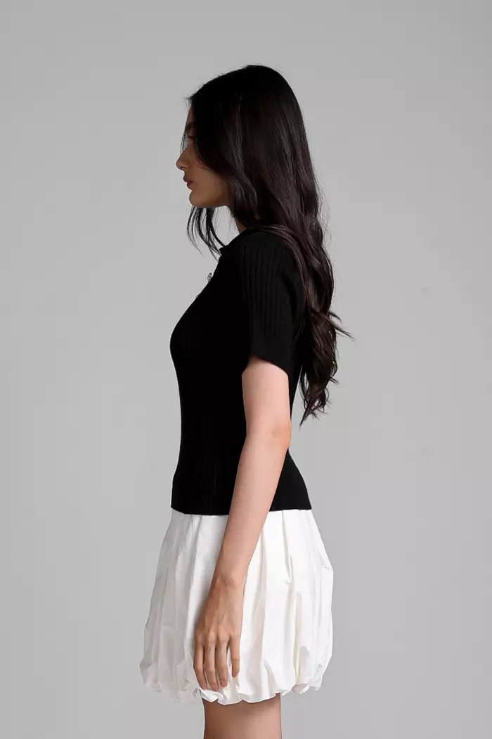 COTTONINK Studio - Atasan Knit Rajut Wanita Black Adrienna #HolidayCollection