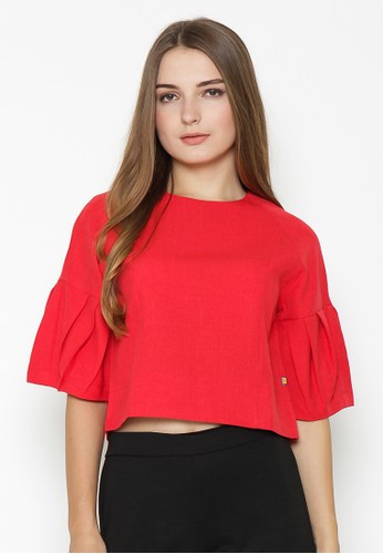 Pleats Blouse Red