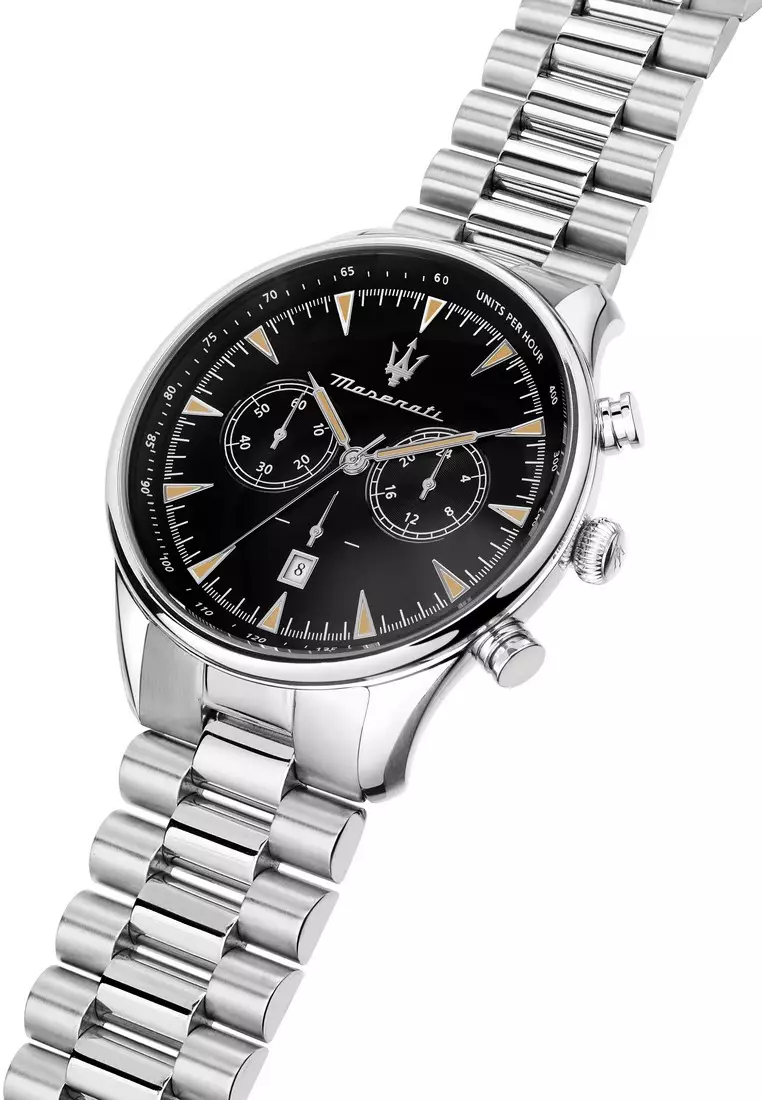 【2 Years Warranty】Maserati Tradizione 45mm Black Matt Dial Men's Chronograph Quartz Watch R8873646004