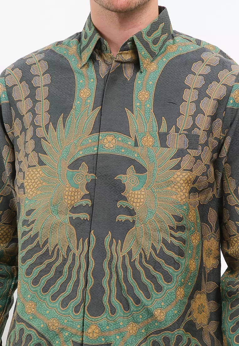 BATIK TALENTA EXCLUSIVE Lengan panjang DOBBY BURUNG HIJAU