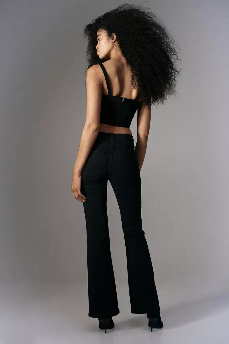 Flared twill trousers