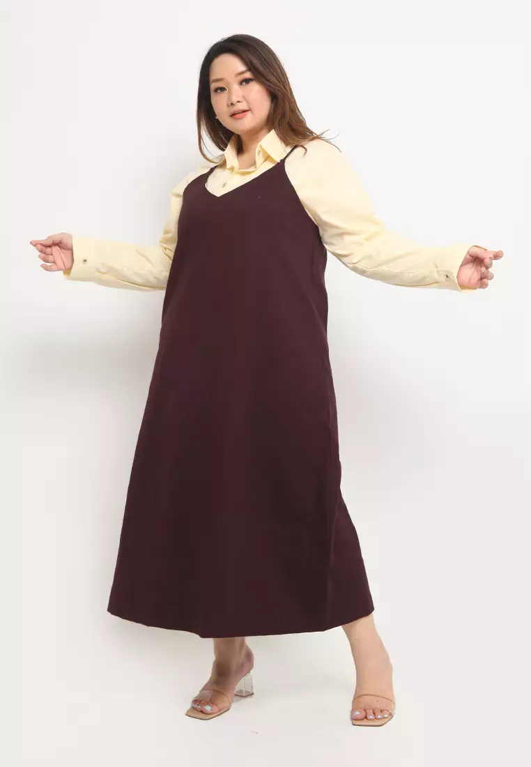 Plus Size Slip Dress Elizabeth Wine