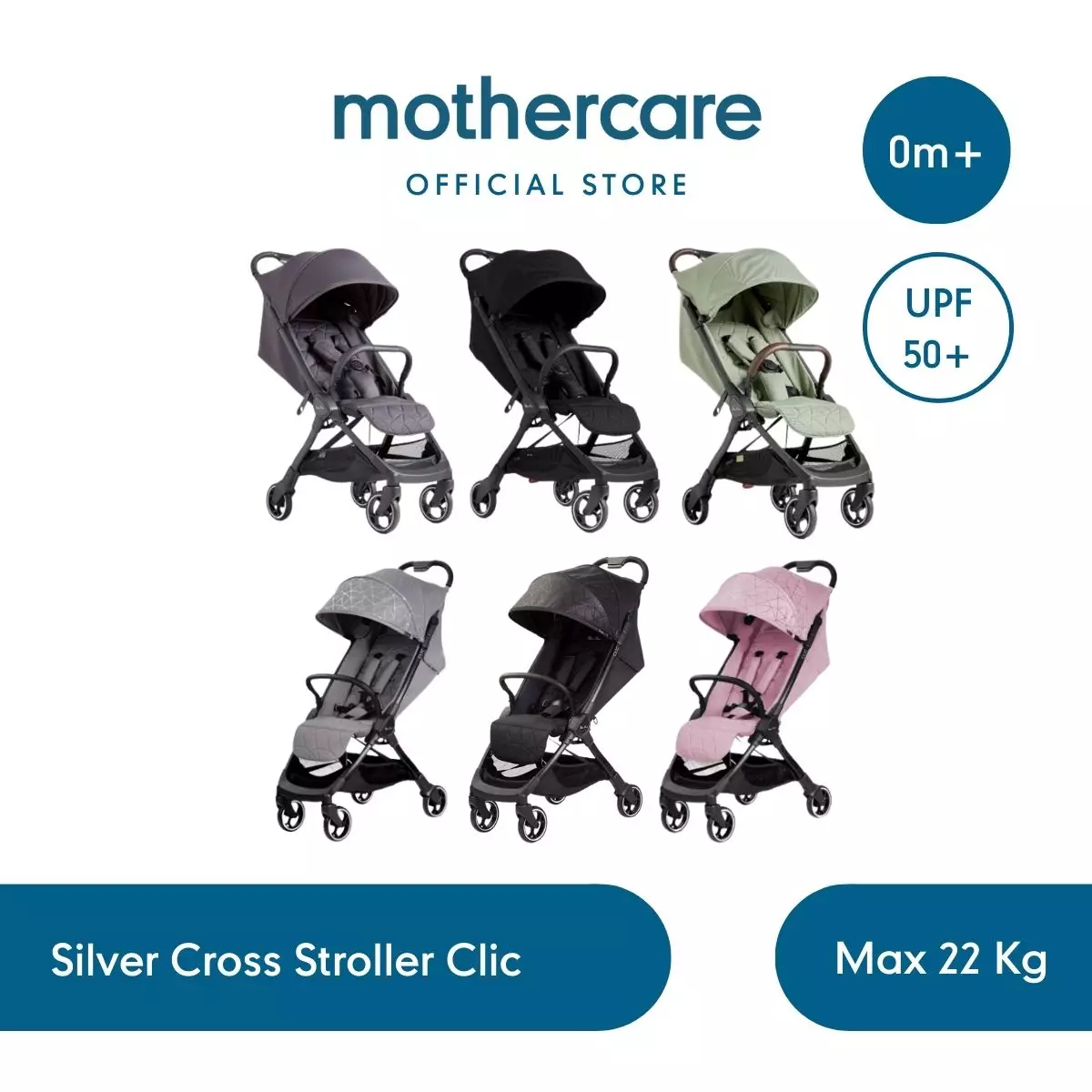 Silver Cross Stroller Clic Magnet Kereta Dorong Bayi Abu abu