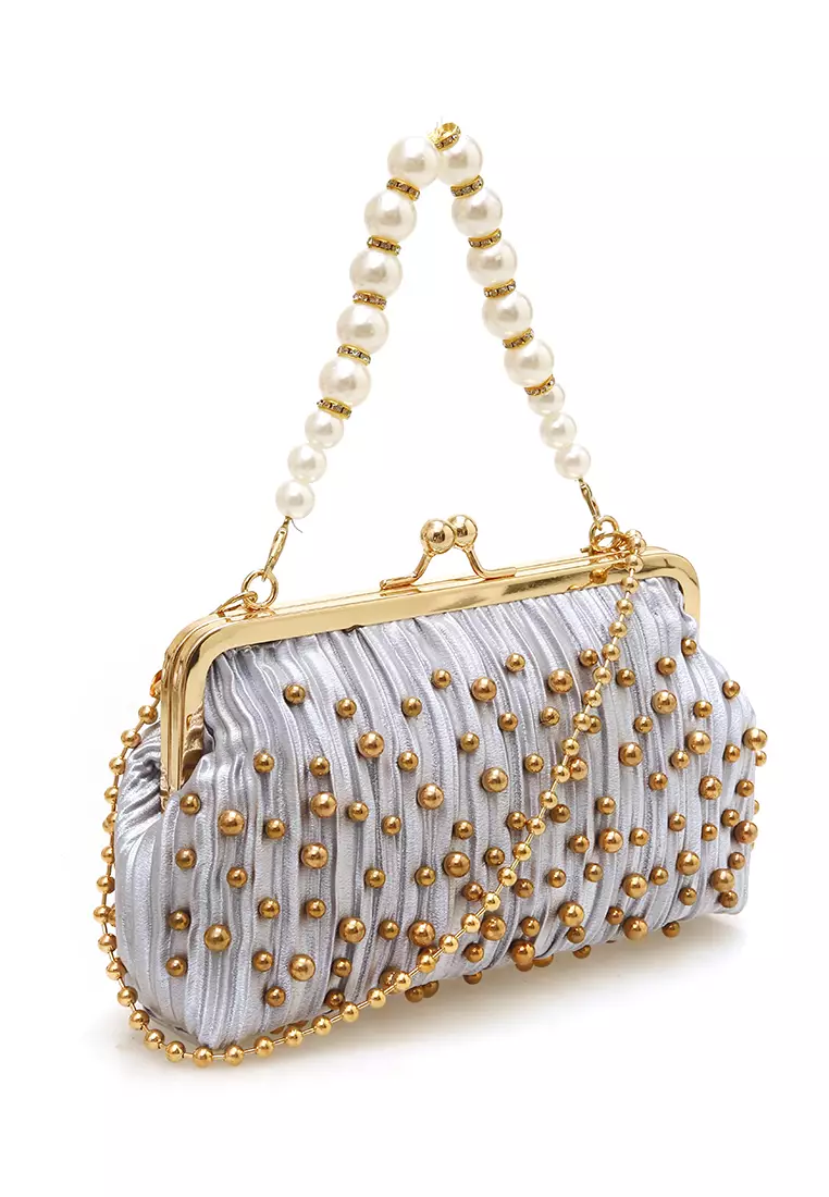 Eilaria Tas Selempang Pesta Wanita Hand Bag Mini Material Leather ORIGINAL - Gray