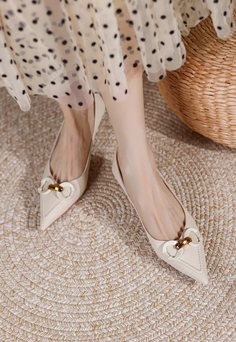 4CM Pointy Metal Buckle Pumps XJ3186-8
