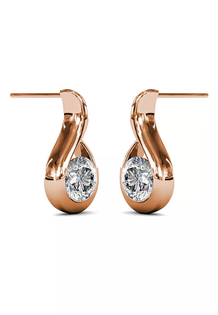 Her Jewellery Wavvy Earrings (Rose Gold) - Luxury Crystal Embellishments plated with 18K Gold