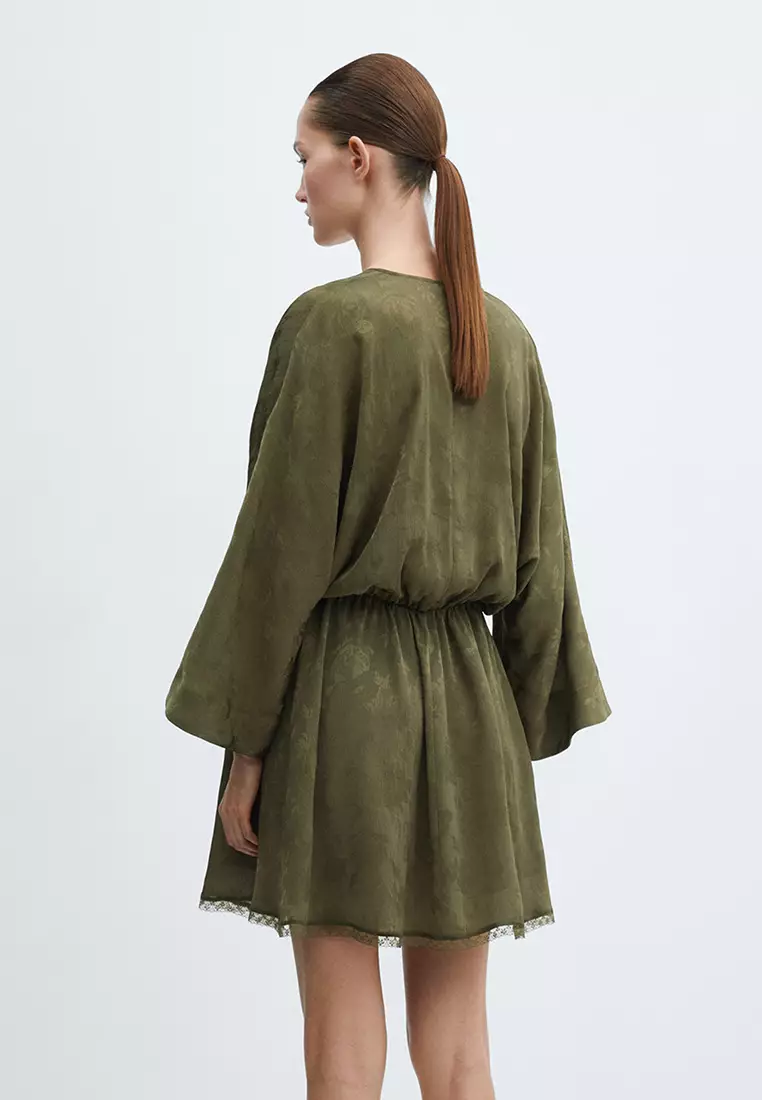 Satin Floral Jacquard Dress