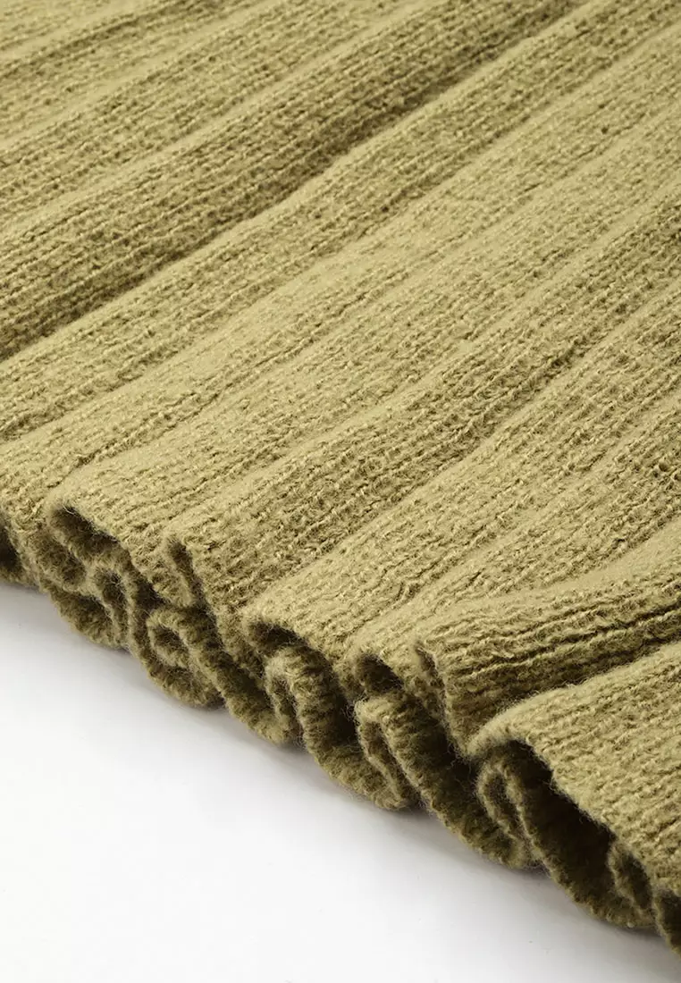 Rok Lipit Sabuk Ganda Warna Zaitun