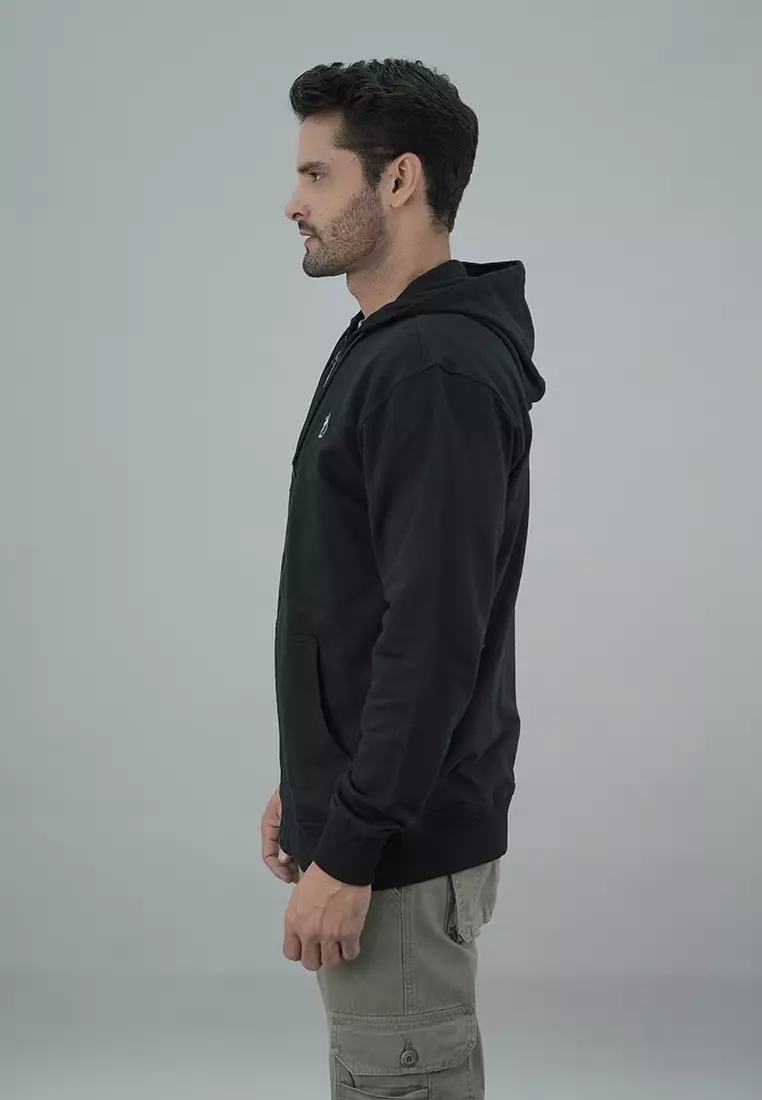 LGS Street - Jaket Hoodie Resleting - Motif Polos Hitam - SH.10.H027.003.C