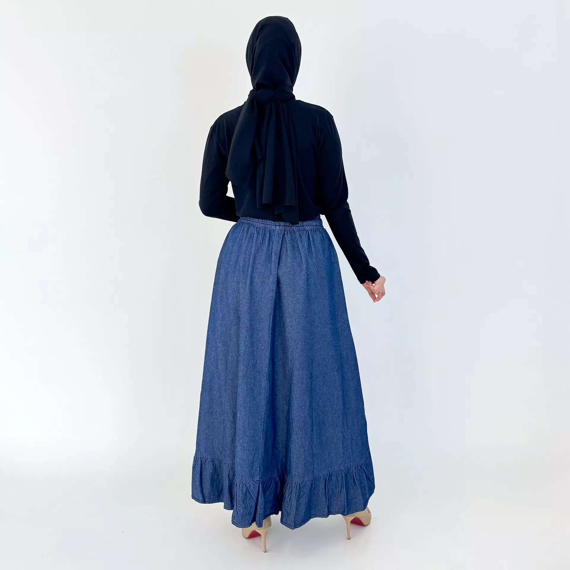 Rok Soft Jeans Nayra [BIRU TUA] Fit to 65 Kg