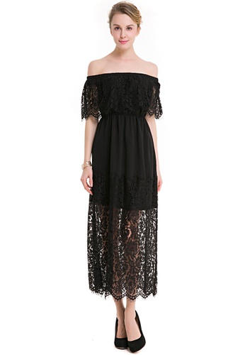 Buy Sunnydaysweety Black Lace Off Shoulder Short Sleeves One Piece Dress Uabk 21 Online Zalora Singapore