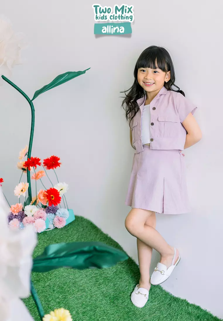 Two Mix - Setelan Rok Anak Perempuan- Allina Set Rompi Anak Cewek 1-6 Tahun 4370b Wood Rose