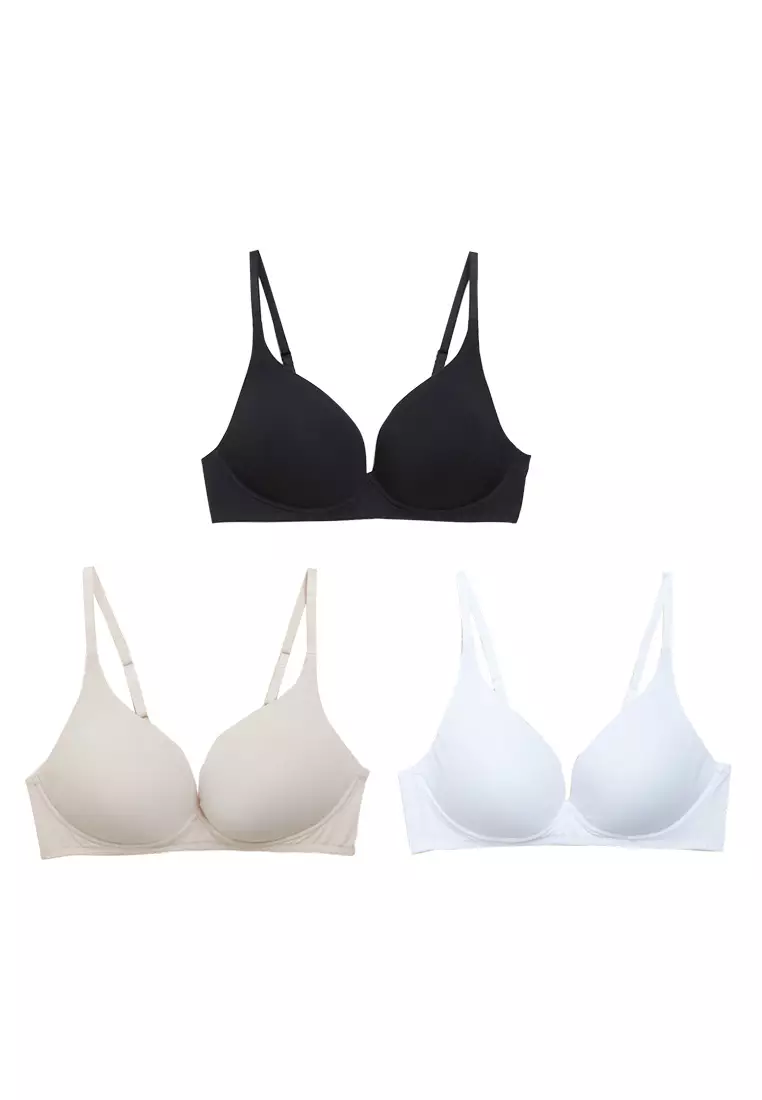 MARKS & SPENCER M&S 3pk Non Wired Plunge T-Shirt Bras A-E 2024