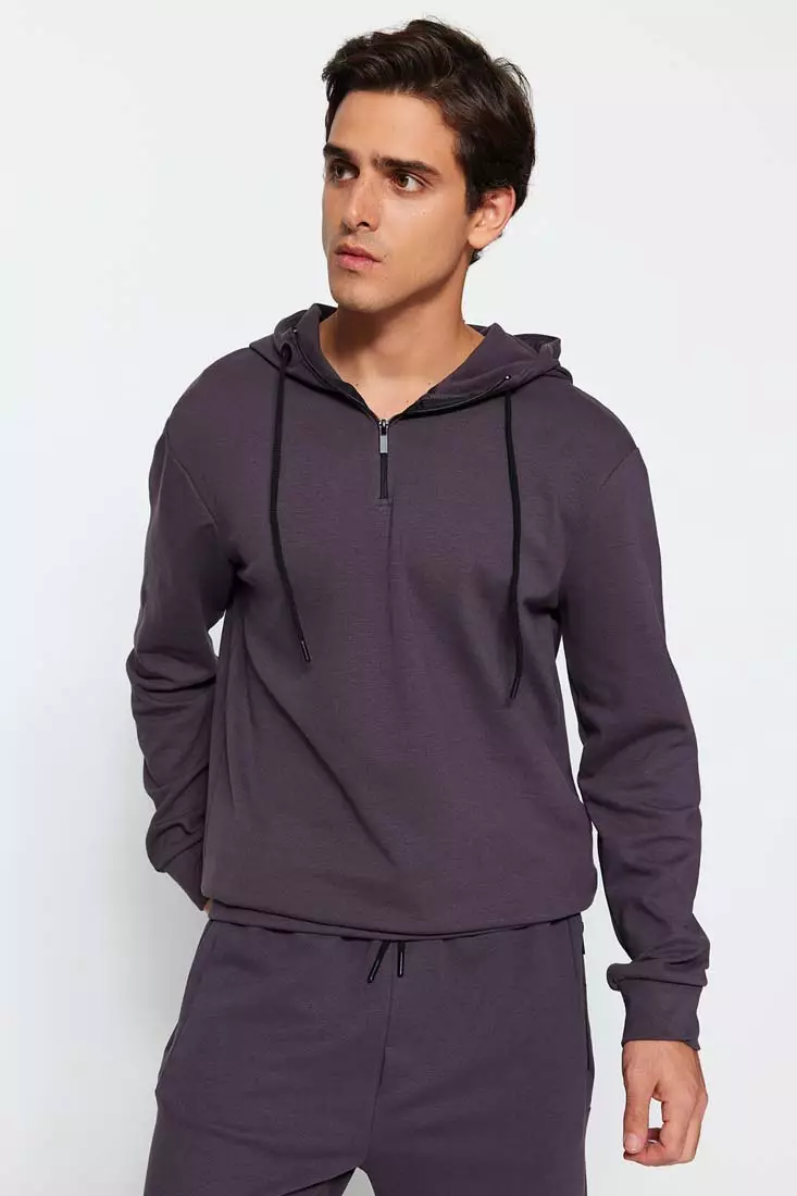 Trendyol Limited Edition Anthracite Men's Regular/Normal Fit Zippered  Hooded Thick Sweatshirt. 2024, Buy Trendyol Online