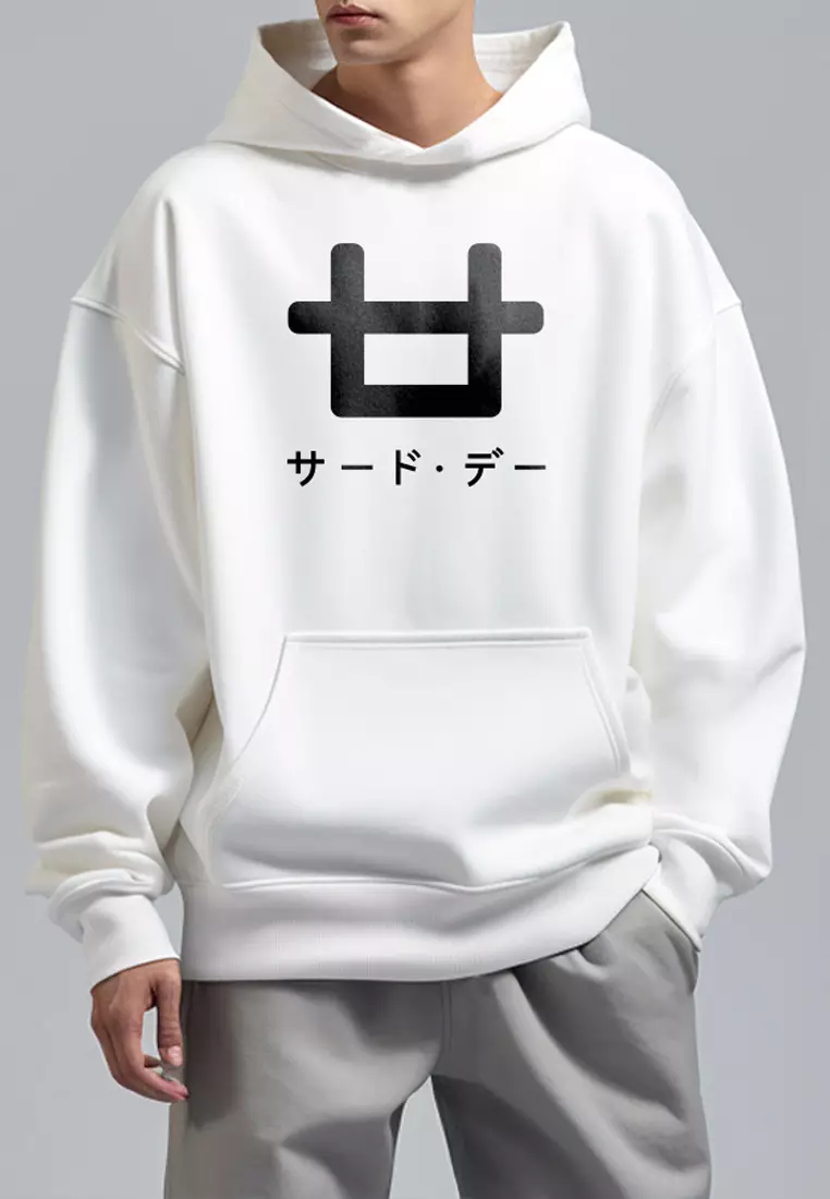 MTE06F Hoodies Premium ScubaLux Anti Kusut Waterproof "Logoicon" Putih